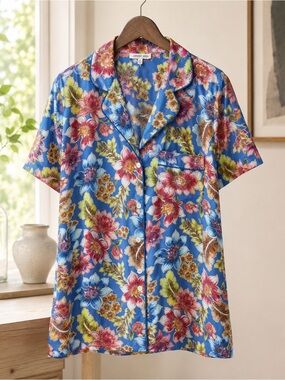 Johnny Was Leilah Floral Pajama Top XL NWT Pima Cotton Modal